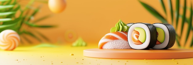 Bezpłatne zdjęcie rendering sushi w 3d