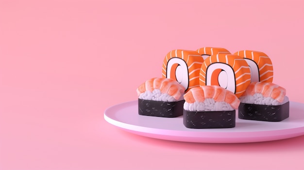 Bezpłatne zdjęcie rendering sushi w 3d