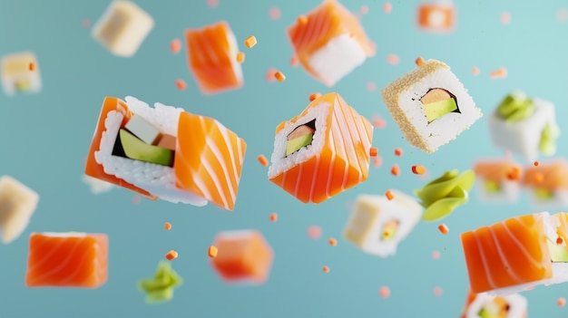 Bezpłatne zdjęcie rendering sushi w 3d