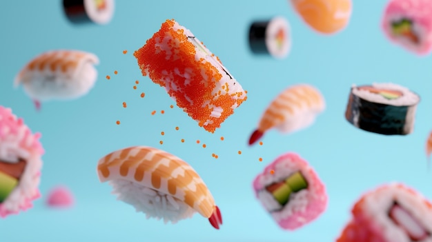 Bezpłatne zdjęcie rendering sushi w 3d