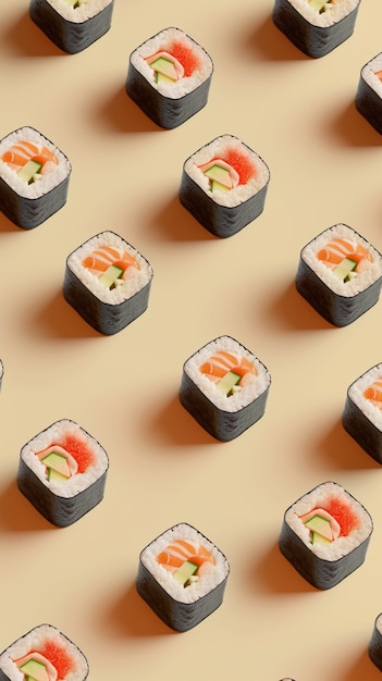 Bezpłatne zdjęcie rendering sushi w 3d