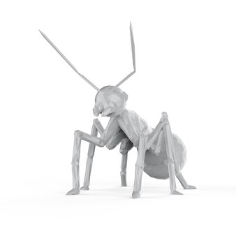 Renderowania 3d odrobina wielokątnych mrówek na białym tle