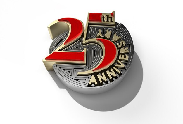 Renderowanie 3D 25 lat Anniversary Celebration Pen Tool Utworzona ścieżka przycinania Zawarta w JPEG Łatwy do skomponowania