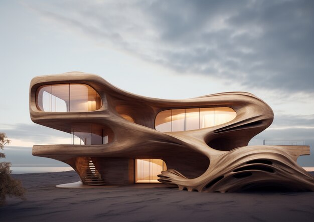 Renderowanie 3D abstrakcyjnego budynku