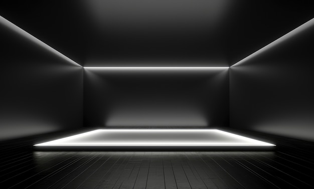Renderowanie 3D abstrakcyjnego czarno-białego neonu