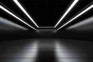 Bezpłatne zdjęcie renderowanie 3d abstrakcyjnego czarno-białego neonu