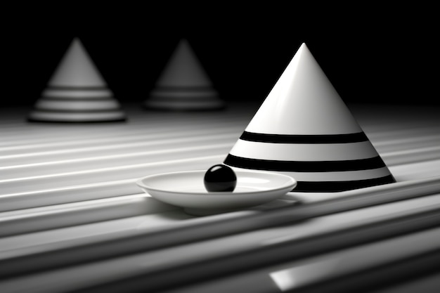 Bezpłatne zdjęcie renderowanie 3d abstrakcyjnego czarno-białego tła geometrycznego