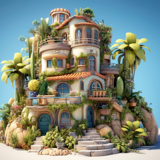 Renderowanie 3D budynku fantasy