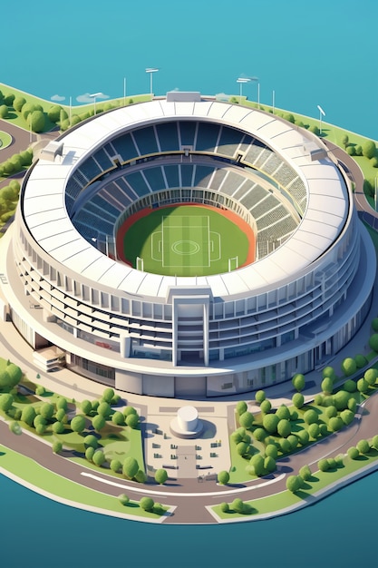 Bezpłatne zdjęcie renderowanie 3d budynku stadionu
