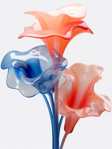 Renderowanie 3D delikatnego szklanego kwiatu