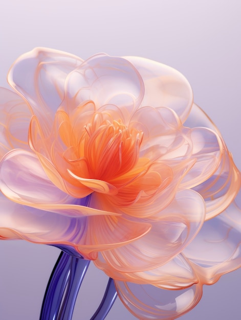 Renderowanie 3D delikatnych szklanych kwiatów