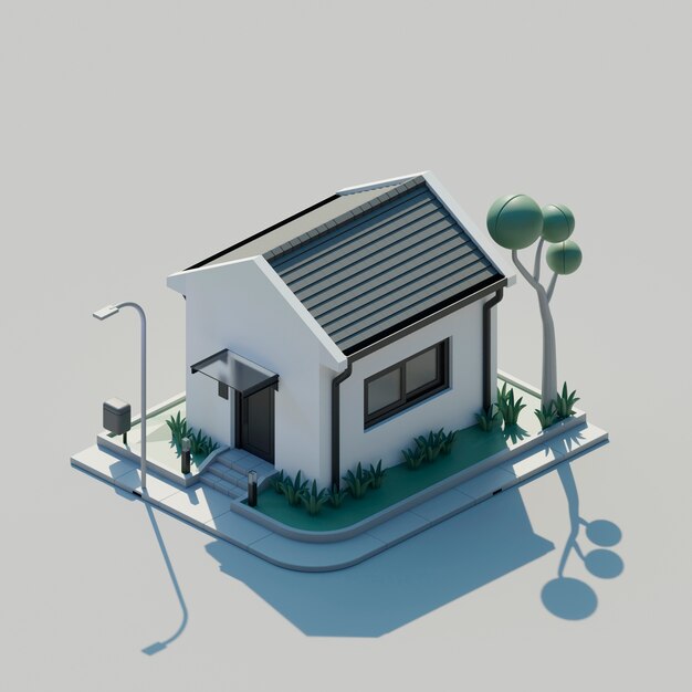 Renderowanie 3D domu z kreskówek