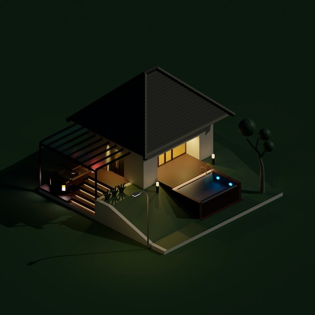 Renderowanie 3D domu z kreskówek