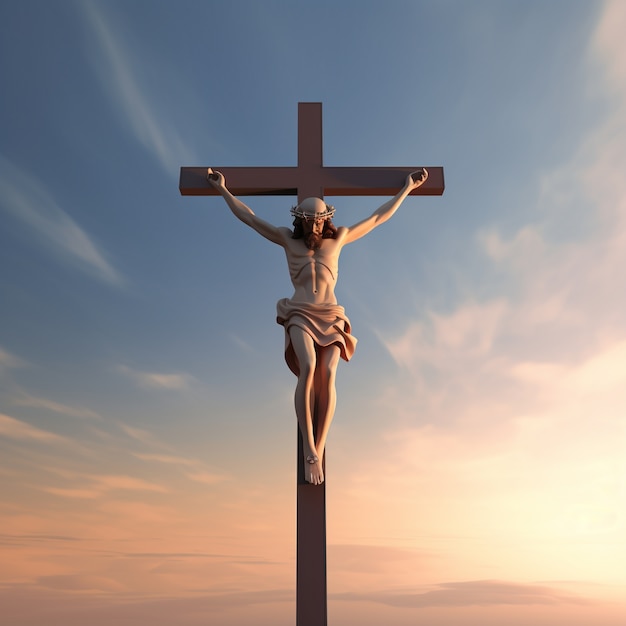 Renderowanie 3D Jezusa na krzyżu