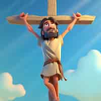 Bezpłatne zdjęcie renderowanie 3d jezusa na krzyżu