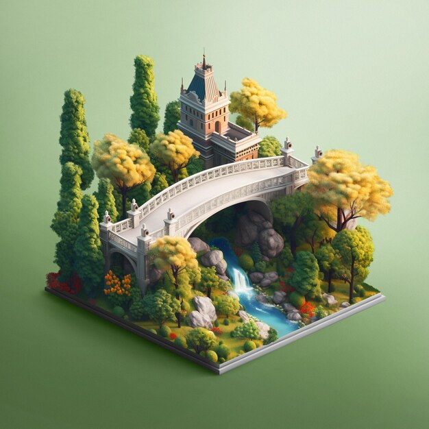 Renderowanie 3d miniatury izometrycznej nowego jorku