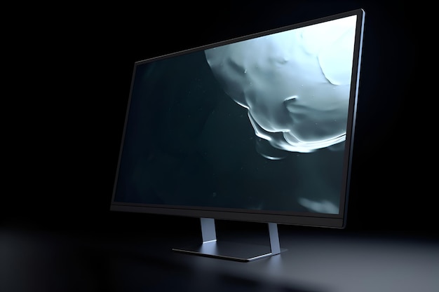 Bezpłatne zdjęcie renderowanie 3d monitora komputerowego z białą chmurą na ekranie