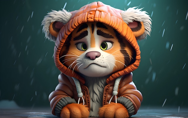 Bezpłatne zdjęcie renderowanie 3d postaci tygrysa