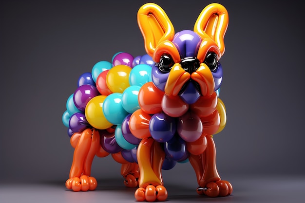 Bezpłatne zdjęcie renderowanie 3d psa w kształcie balonu