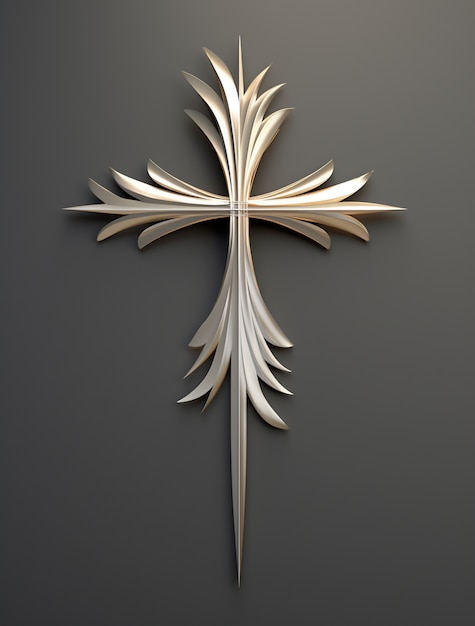 Renderowanie 3D srebrnego krzyża