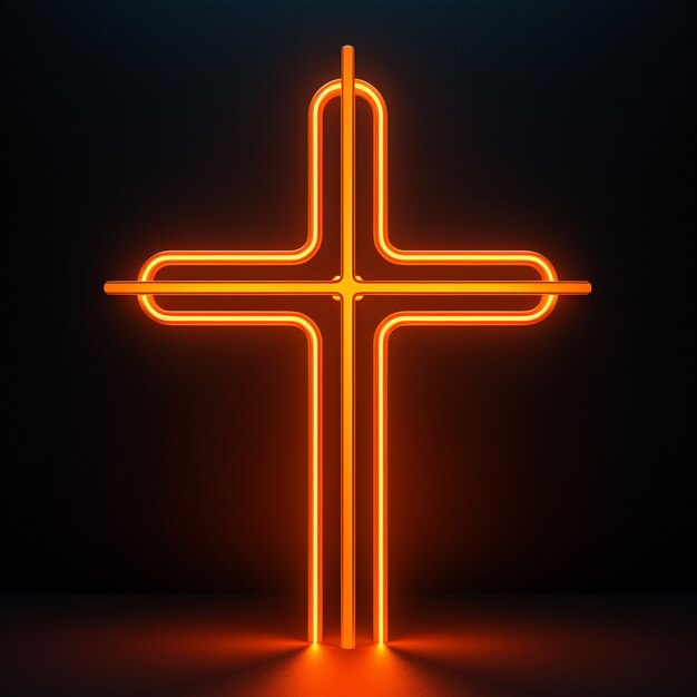 Renderowanie 3D symbolu neonowego krzyża