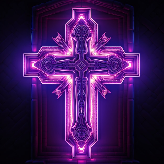 Renderowanie 3D symbolu neonowego krzyża