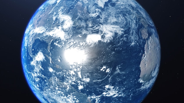 Renderowanie 3d widoku planety ziemia z kosmosu