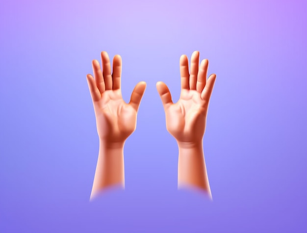 Renderowanie 3D z rękami w górze