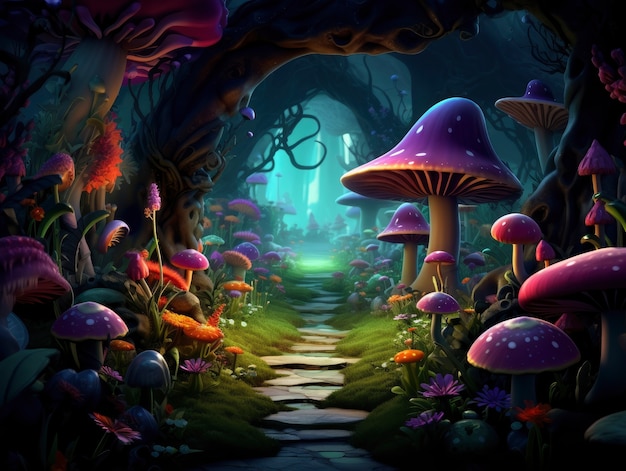 Renderowanie Ilustracji Sceny Fantasy Z Kreskówki