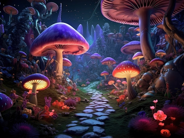 Renderowanie ilustracji sceny fantasy z kreskówki