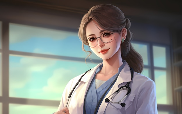 Bezpłatne zdjęcie renderowanie portretu doktora z anime
