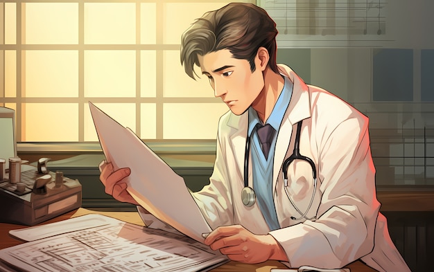 Bezpłatne zdjęcie renderowanie portretu doktora z anime