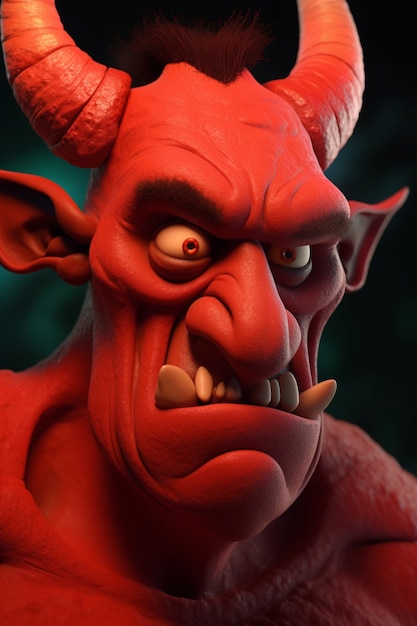 Bezpłatne zdjęcie renderowanie postaci diabła