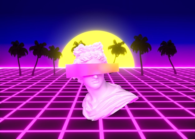 Bezpłatne zdjęcie retro kształty 3d w stylu vaporwave