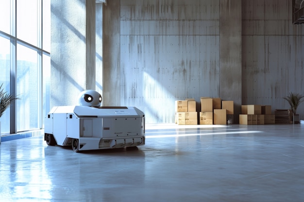 Robot do dostaw w futurystycznym środowisku.