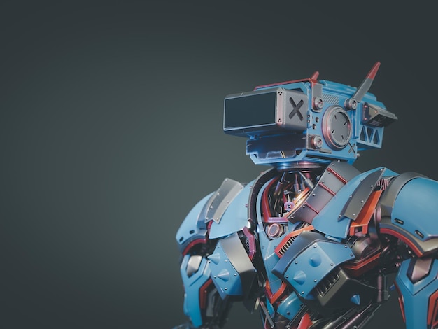 Robot przyszłości z technologią cyfrowej cyberświata metaverse. renderowanie 3d
