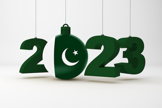 Bezpłatne zdjęcie rok 2023 z flagą pakistanu