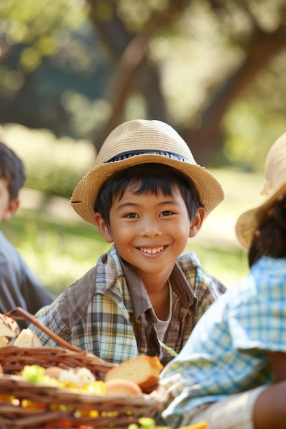 Bezpłatne zdjęcie różnorodne dzieciaki cieszą się dniem pikniku.