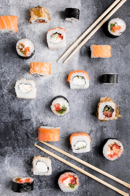 Różnorodność Sushi Z Widokiem Z Góry