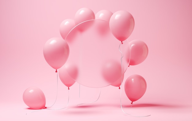 Różowe balony z rozmytym kółkiem