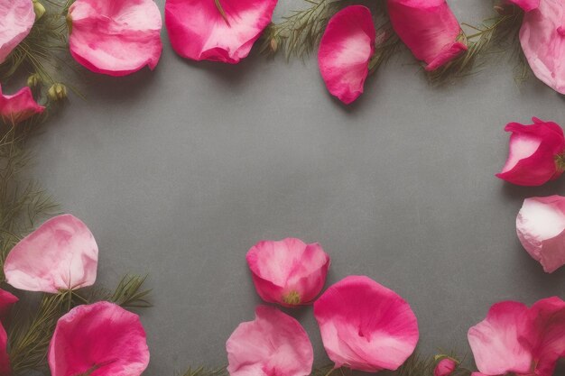 Bezpłatne zdjęcie różowe kwiaty na szarym tle