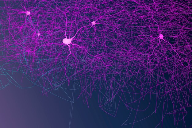 Różowy baner sieci nerwowej cyfrowa opieka zdrowotna