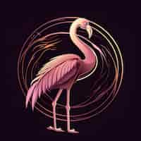 Bezpłatne zdjęcie różowy flamingo na ciemnym tle ilustracja wektorowa dla twojego projektu
