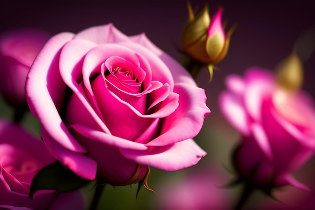 Różowy kwiat na środku fioletowego tła