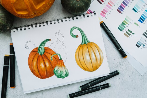 Rysowanie dyni Halloween za pomocą pisaka