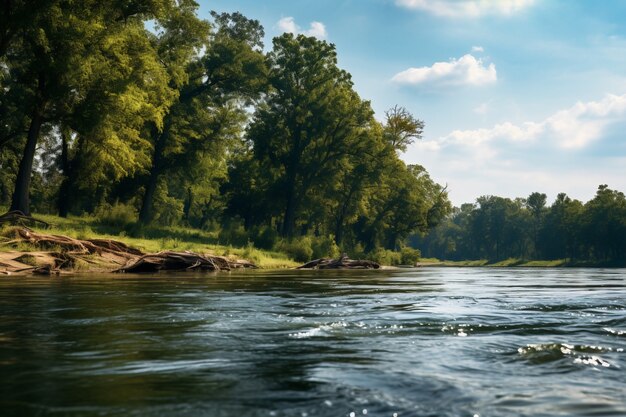 Rzeka z krajobrazem przyrody