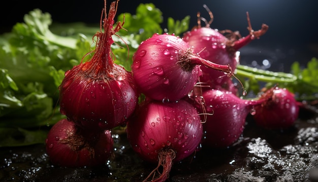 Bezpłatne zdjęcie sałatka ze świeżych warzyw, zdrowe odżywianie, organiczne składniki, nagroda natury generowana przez sztuczną inteligencję