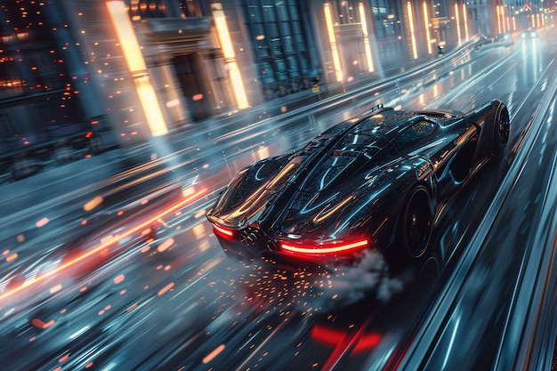 Samochód Batmobile z neonowymi światłami