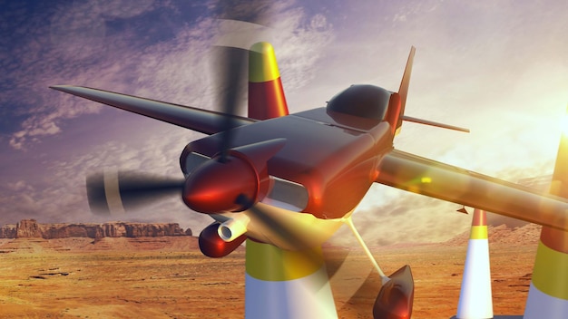 Samolot sportowy na wyścigach powietrznych Ilustracja 3D