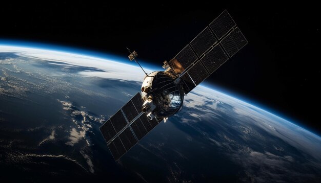 Satelita na orbicie z planetą Ziemia w tle